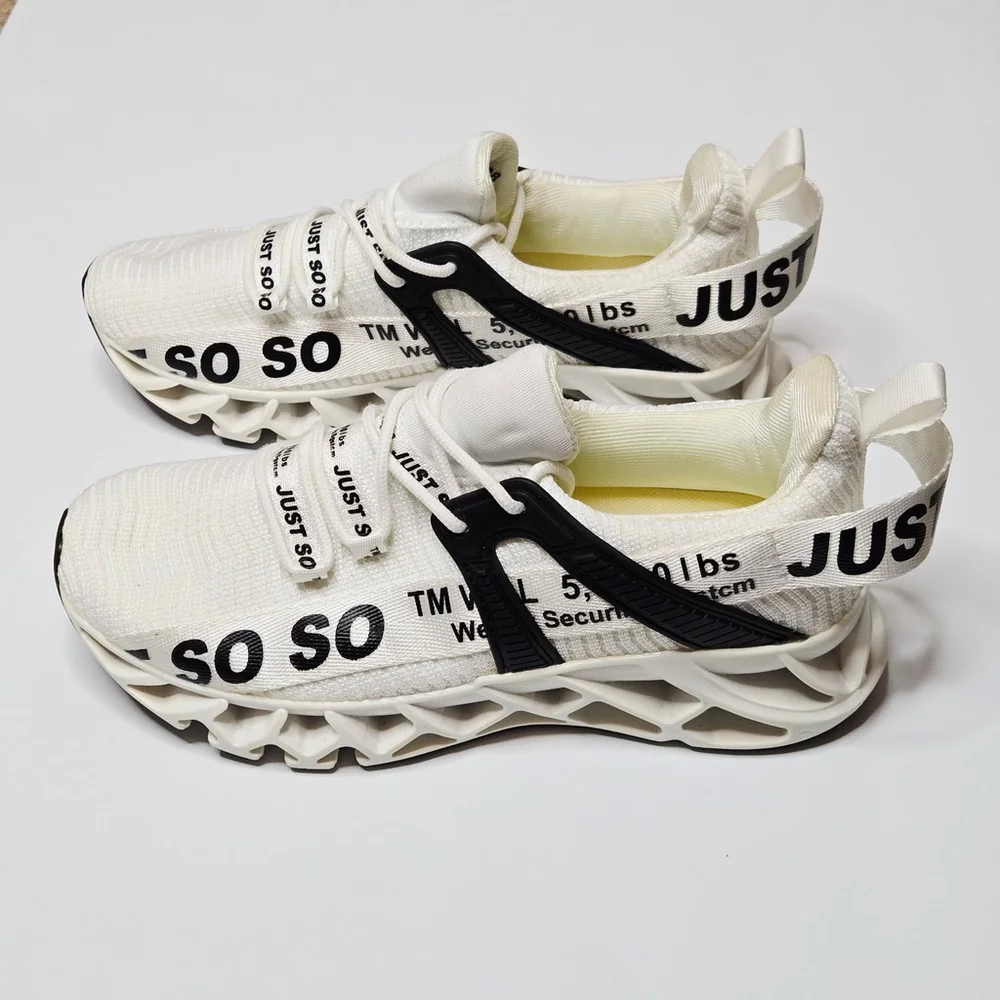 Just So So Women's White Black Fashion Gym Sneaker Shoes Sz 38 US 7.5/8